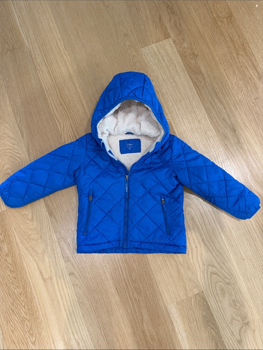 L.L. Bean Bright Blue Quilted Hooded Kids Puffer Jacket, 3t